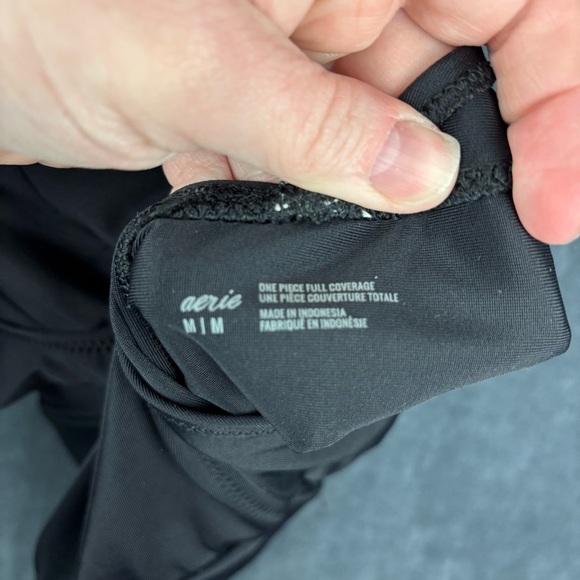 Aerie Black Ruffled, Cut-out One Piece Swimsuit Sz Medium ** see description - Picture 7 of 11